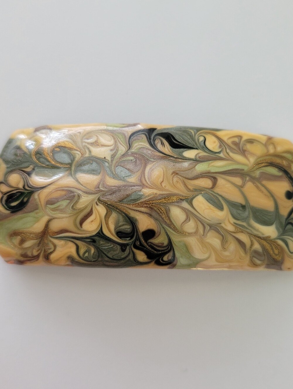 Vintage Earth Tone Swirl Marbled Enamel French Hair Barrette Hair Clip